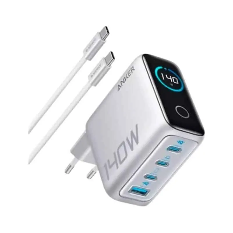 Anker B2697G41 kokkupandav GaN USB-C laadija, PD 3.1, 140W, 4 porti, hõbe