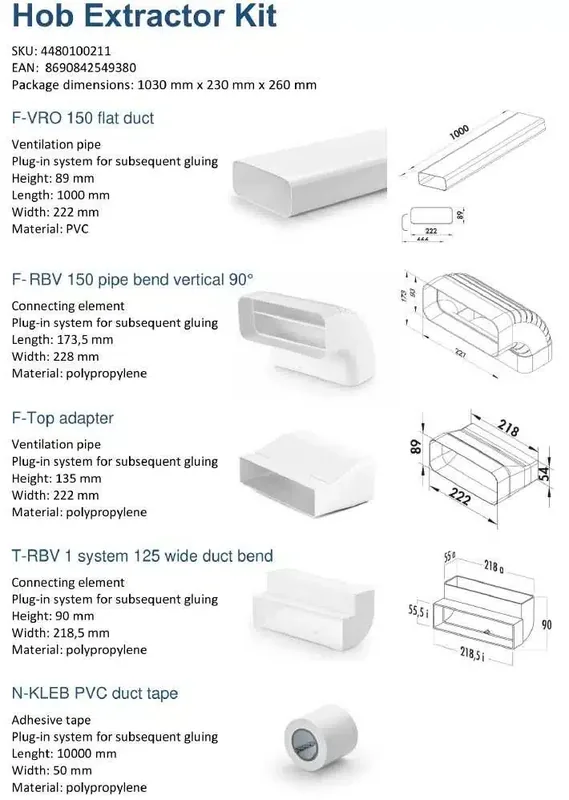 Beko 4480100211 paigalduskomplekt õhupuhastiga pliidiplaadile
