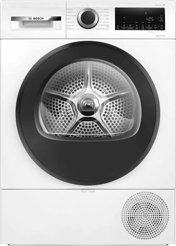 Bosch WQG2420NSN Seeria 6 soojuspumbaga pesukuivati, 9 kg, valge