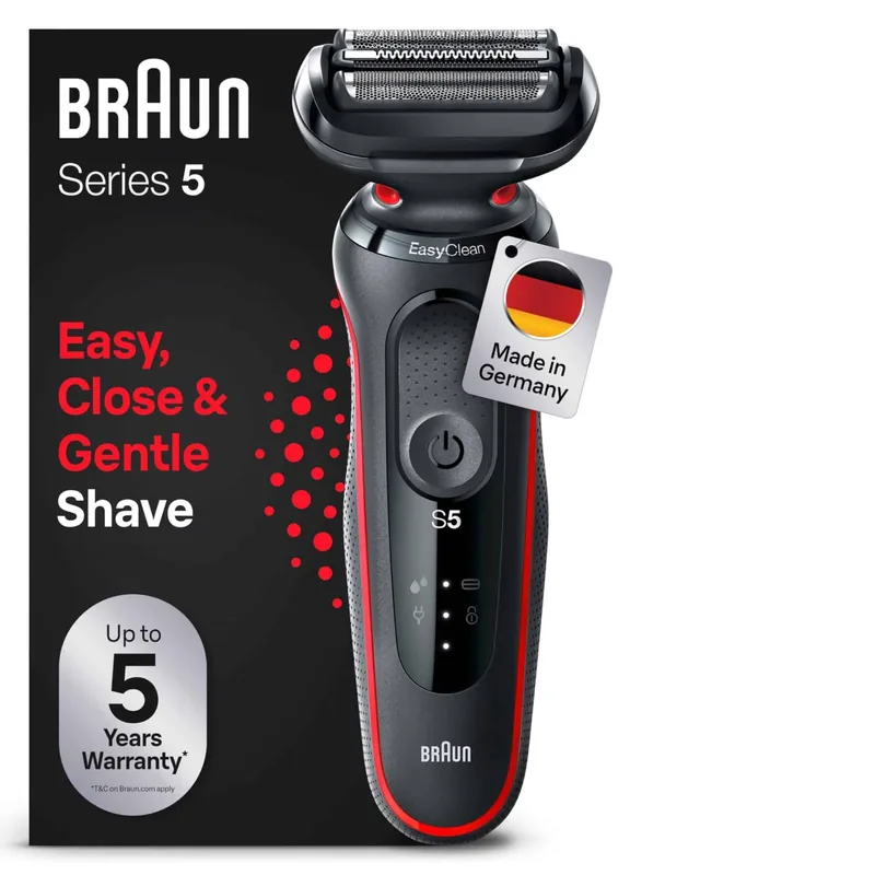 Braun 51-R1000S Series 5 Wet & Dry võrgupardel, must/punane