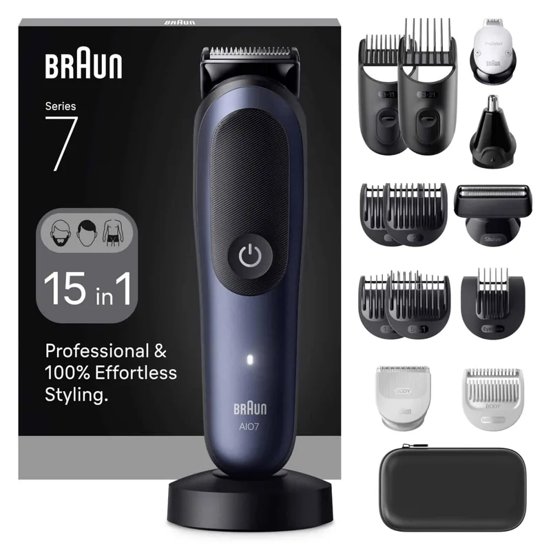 Braun AIO7580 All-in-One Seeria 7, 15-ühes trimmeri komplekt, tumesinine