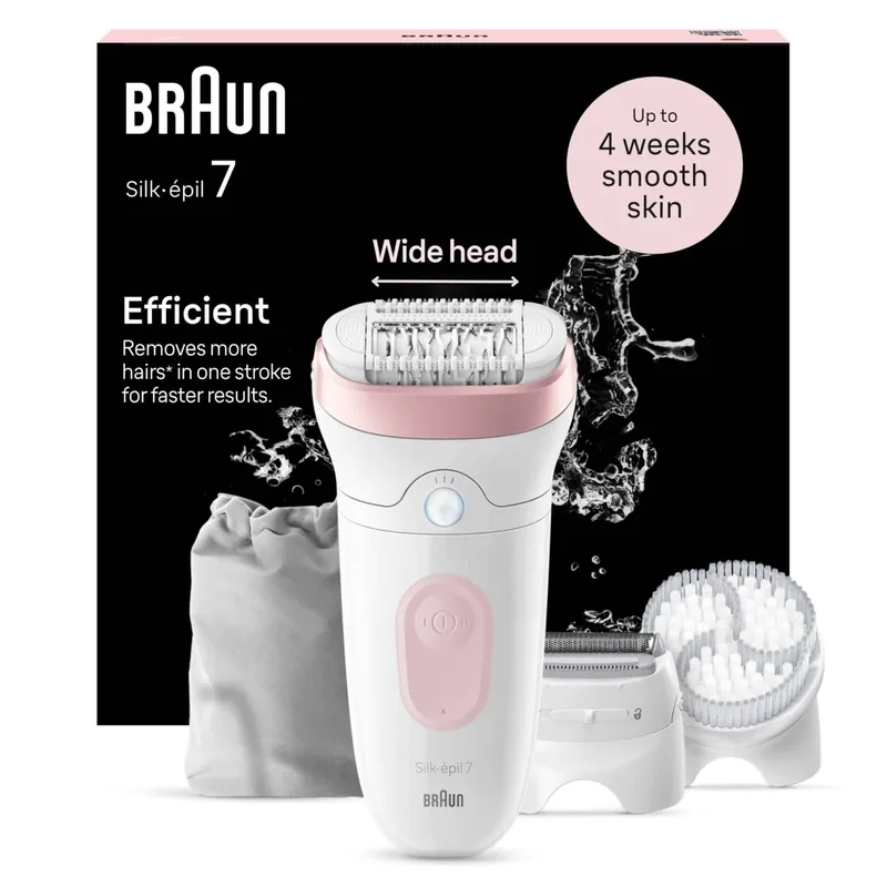 Braun SE7060 Silk-épil 7 märg- ja kuivkasutusega epilaator, valge/roosa