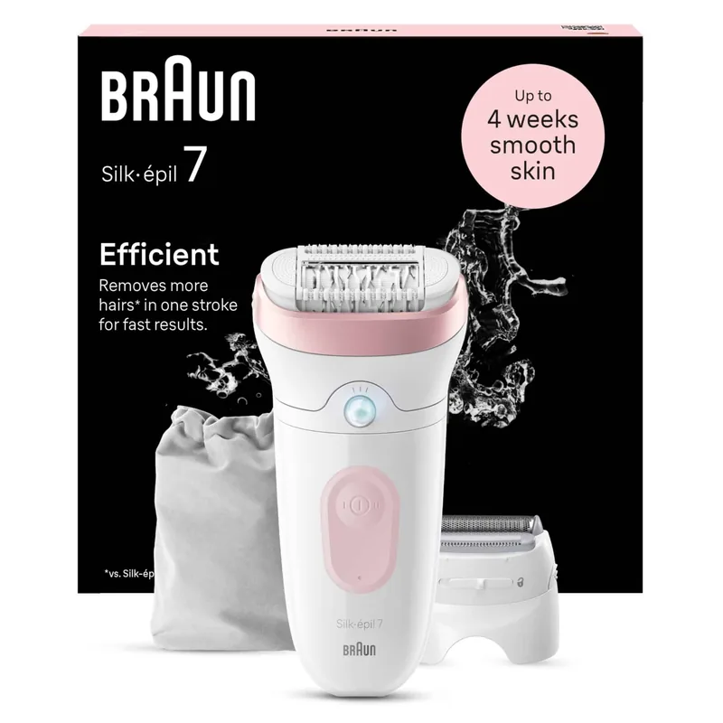 Braun Silk-épil 7 SE7030 märg- ja kuivkasutusega epilaator, valge/roosa