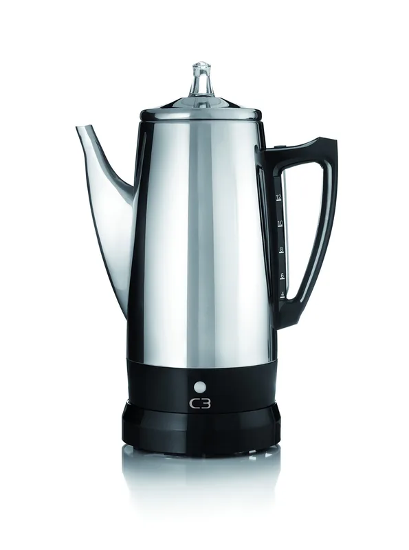 C3 30-33655ECO perkolaatorkohvimasin, 12 tassi, 1,8L, must/hõbedane