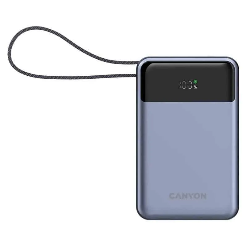 Canyon OnPower PB-600 CNS-CPB600DG akupank, 20000 mAh, USB-A/USB-C, must/hõbe