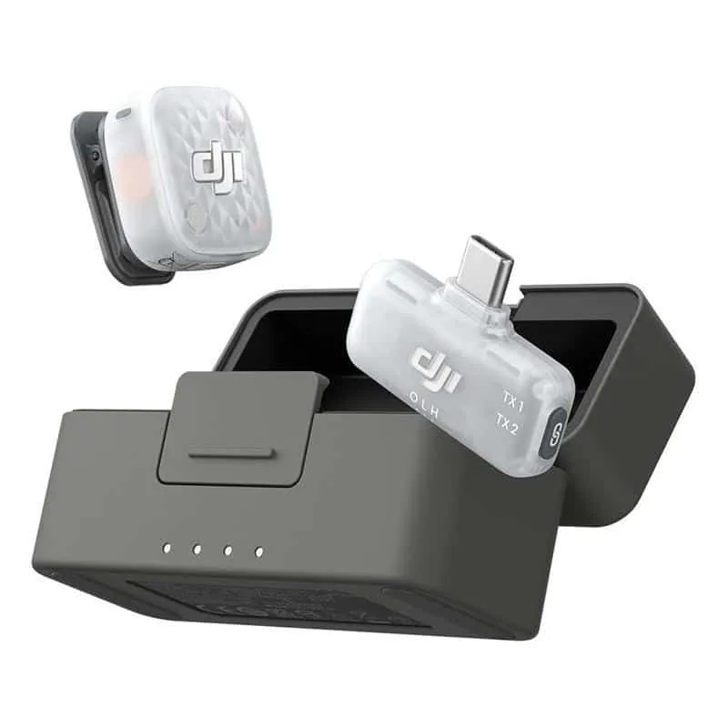 DJI Mic Mini 2S (1 TX + 1 Mobile RX + laadimiskarp), valge juhtmevaba mikrofon