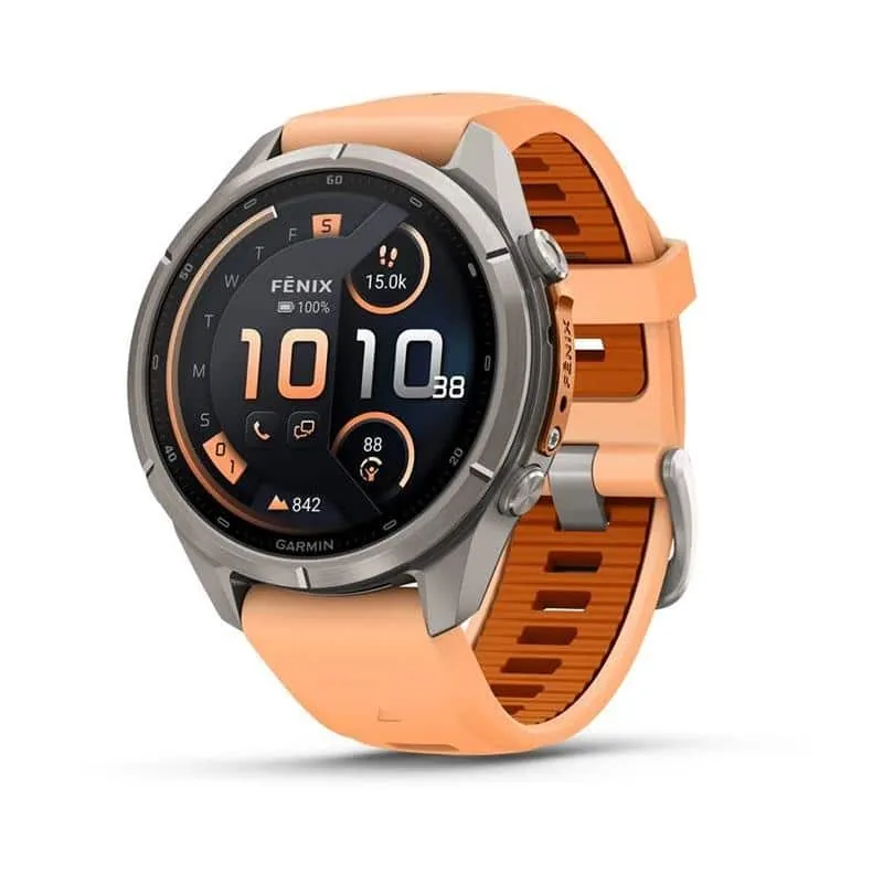 Garmin Fenix 9 Pro 43mm LTE titaan spordikell, roosa/oranž