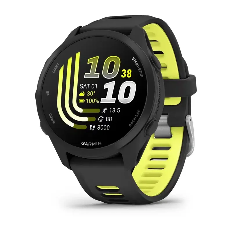 Garmin Forerunner 170 spordikell, must/kollane, 43 mm AMOLED, GPS