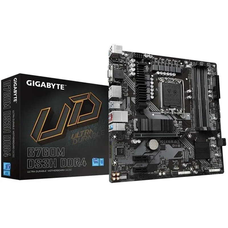 Gigabyte B760M DS3H DDR4 emaplaat, Intel B760, LGA1700, Micro-ATX