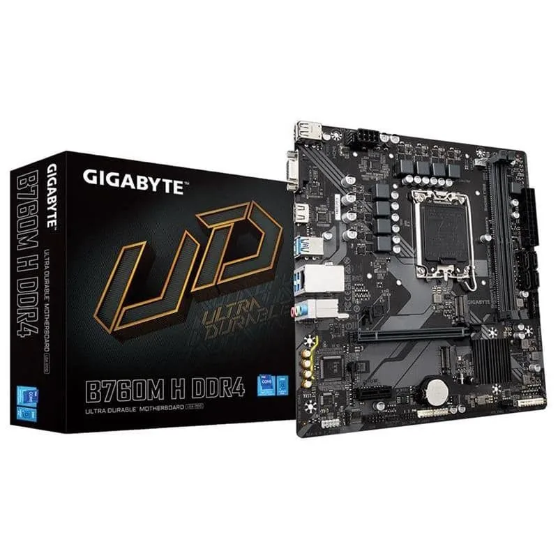 Gigabyte B760M H DDR4 emaplaat, Intel B760, LGA1700, mATX