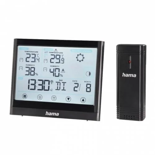 Hama Full Touch 00186421 termomeeter puuteekraaniga ja juhtmevaba välianduriga, must