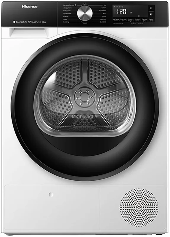 Hisense DH3S802BW3 soojuspumbaga pesukuivati, 8 kg, Wi-Fi, valge