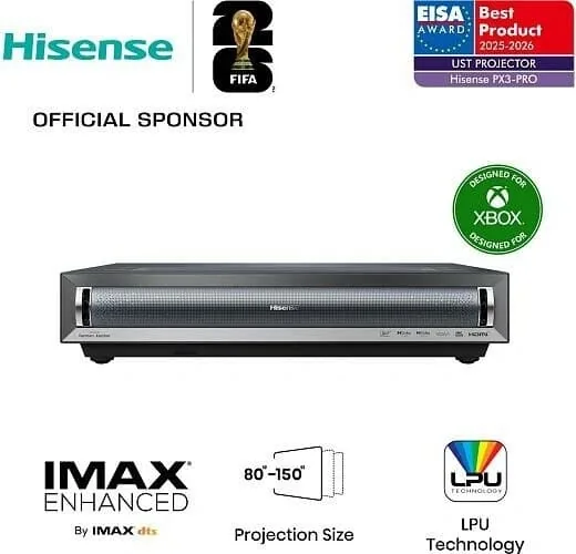 Hisense PX3 Pro lähikuva 4K laser projektor, 3000lm, must