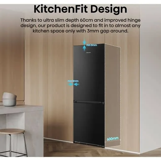 Hisense RB3K330SEFE külmik-sügavkülmik, 330L, must