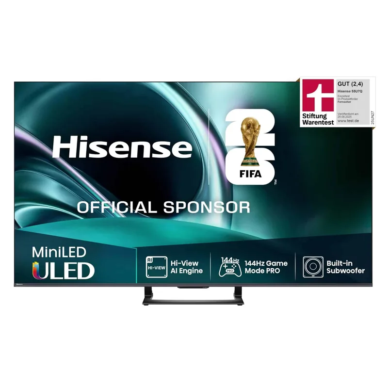 Hisense U7Q 55U7Q 55" 4K UHD Mini LED teler, 120 Hz, must