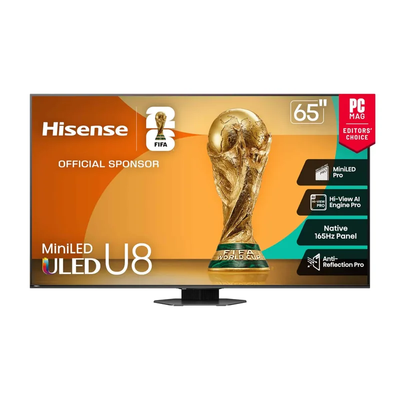 Hisense 65U8Q 65" 4K UHD ULED Mini LED teler, must