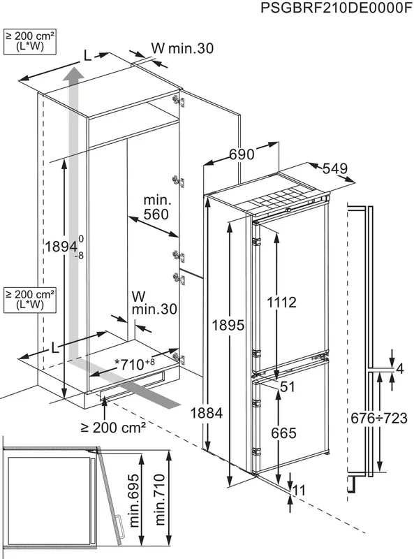 Int.külmik Electrolux ENP7TD75S, 189cm, 71cm lai