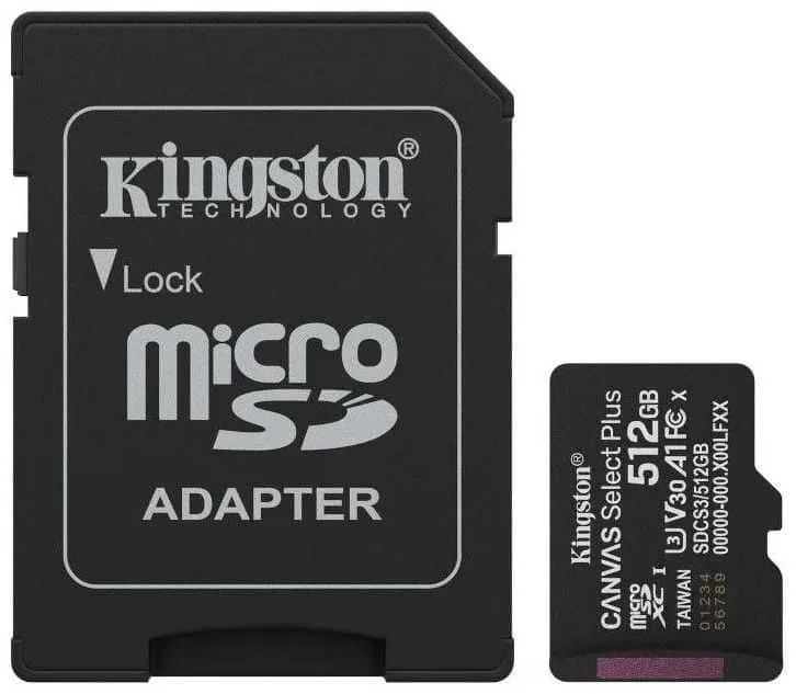 Kingston Canvas Select Plus SDCS3/512GB microSDXC mälukaart, 512 GB, must