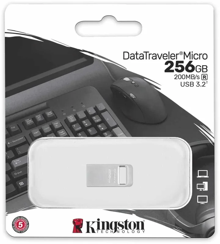 Kingston DataTraveler Micro DTMC3G2/256GB USB 3.2 mälupulk, 256 GB, hõbe