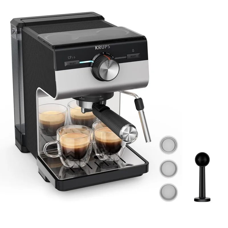 Krups Authentic+ C90 XP384E10 poolautomaatne espressomasin, must/roostevaba teras