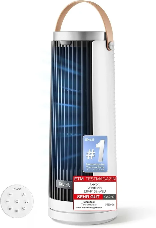 Levoit Windi Mini torniventilaator, 20 dB, DC-mootor, valge