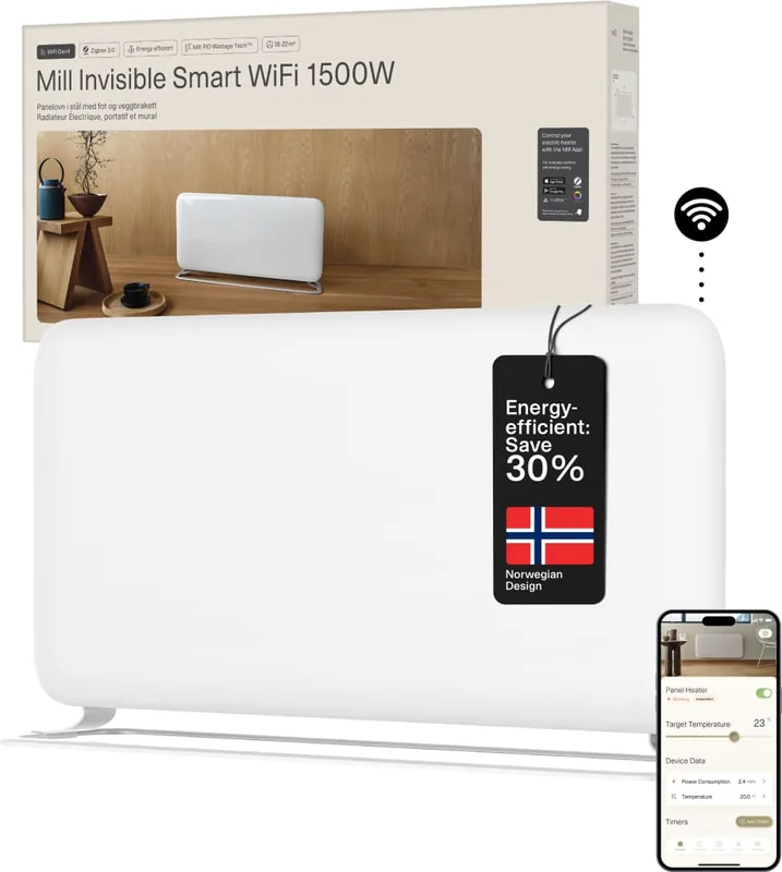 Mill PA1500WIFI4A Gen 4 elektriradiaator WiFi-ga, 1500W, valge
