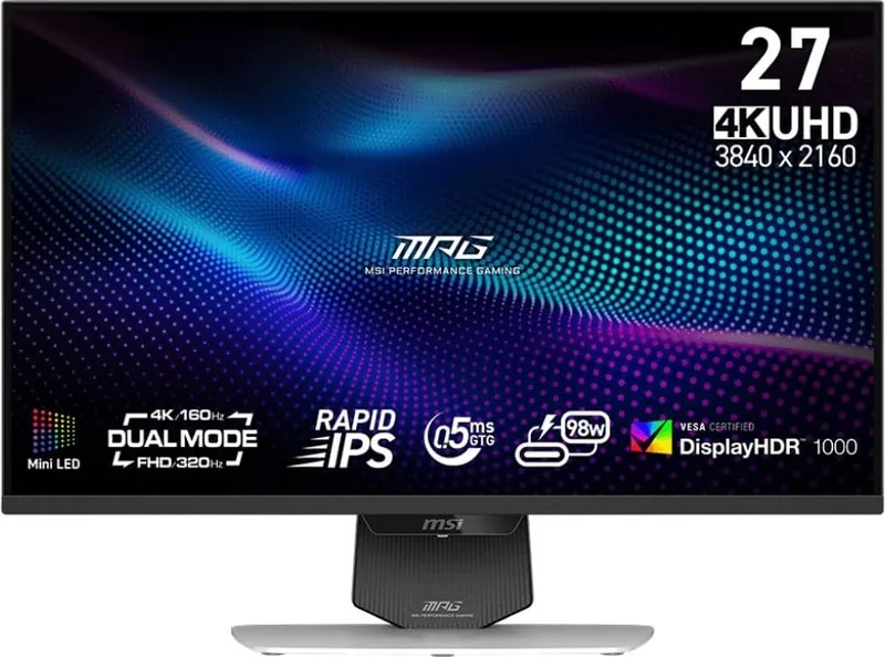 MSI MPG 274URDFW E16M 27" 4K UHD Mini LED mängurimonitor, 160Hz, valge