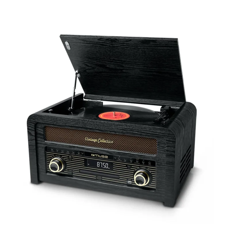 Muse MT-115W vinüülimängija muusikakeskus Bluetooth ja FM-raadioga, must