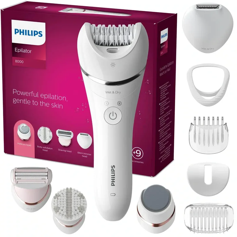 Philips BRE740/10 Series 8000 epilaator, 32 pintsetiga, veekindel