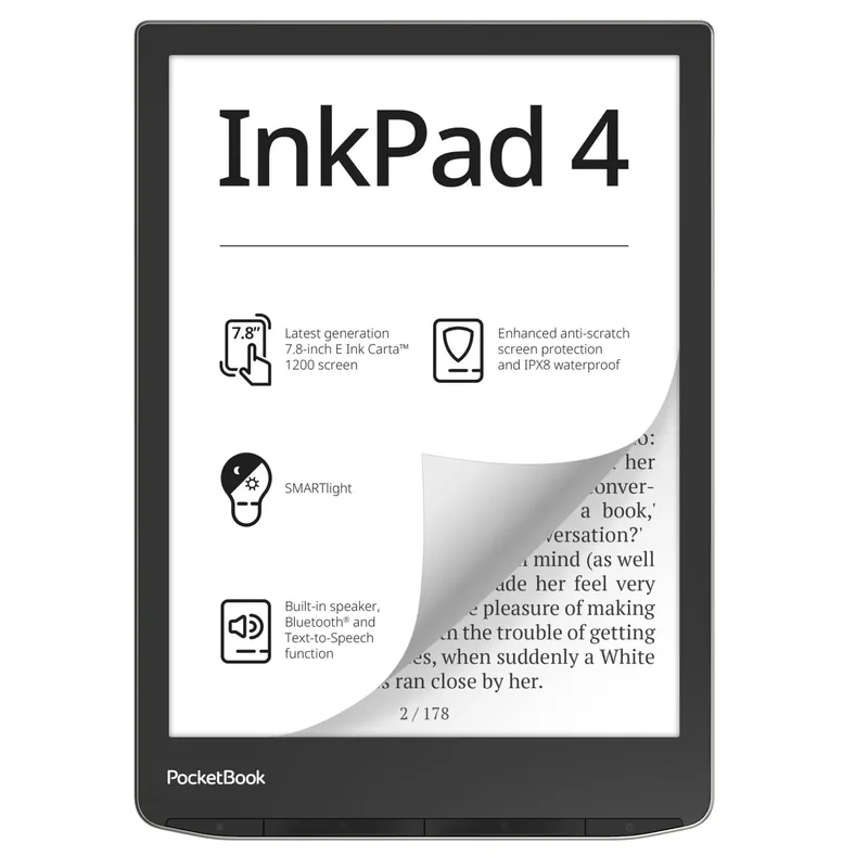 PocketBook PB743G-U-WW InkPad 4 e-luger, 7.8", 32GB, must