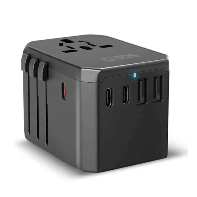 SBS GaN 70 W universaalne reisiadapter, must - Vooluadapter