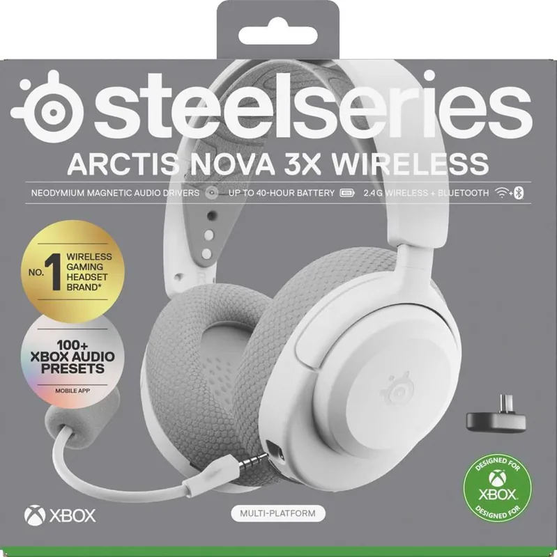 SteelSeries Arctis Nova 3X Wireless 61690 juhtmevabad mänguriklapid, valge