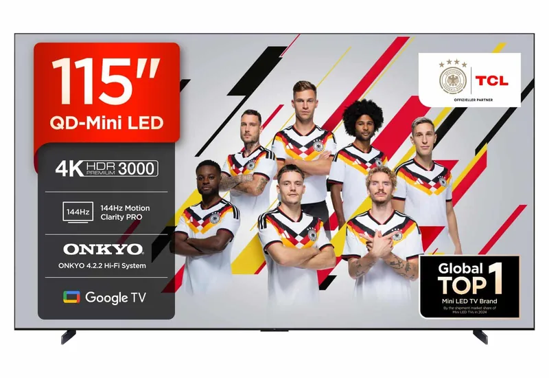 TCL 115C7K 115" 4K UHD Mini LED Google TV teler, must