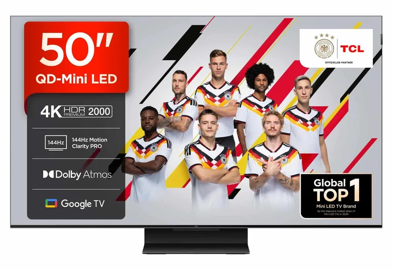 TCL 50C7K 50" 4K UHD Mini LED teler, 144 Hz, Google TV, must