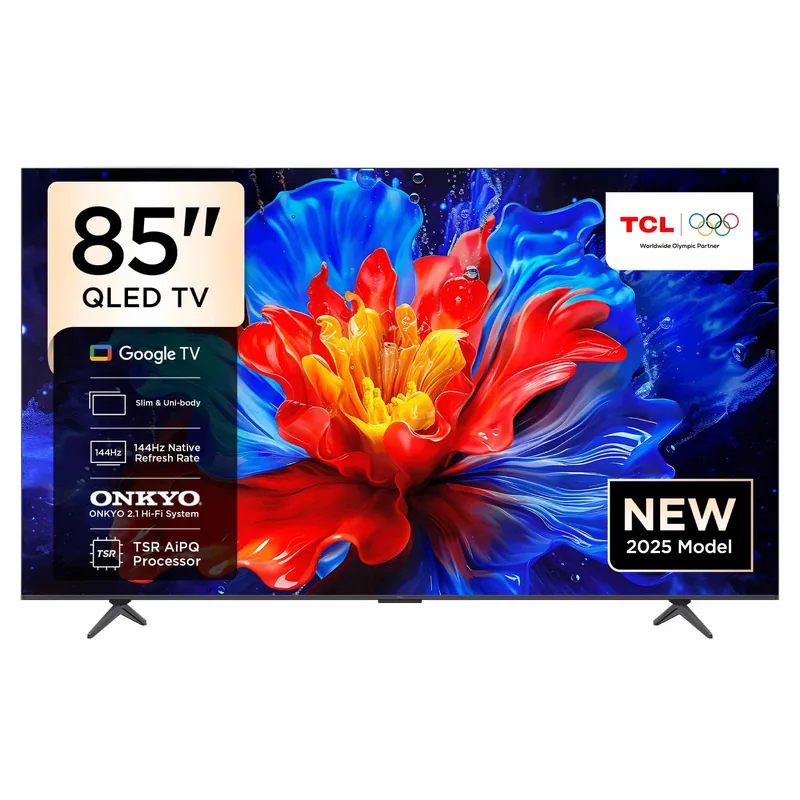 TCL 85P8K 85" 4K UHD QLED teler, 144 Hz, Google TV, must