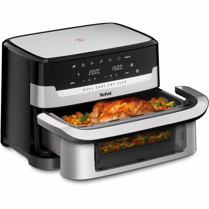 Tefal EY922DE0 Dual Easy Fry Flex kuumaõhufritüür, 9 L, 2700 W, must/roostevaba teras