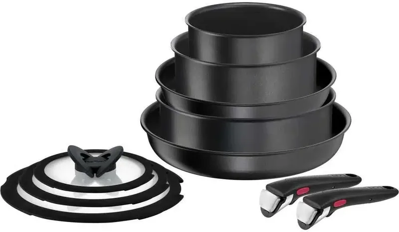 Tefal Ingenio Daily Chef L7629142, 10-osaline pottide ja pannide komplekt, must
