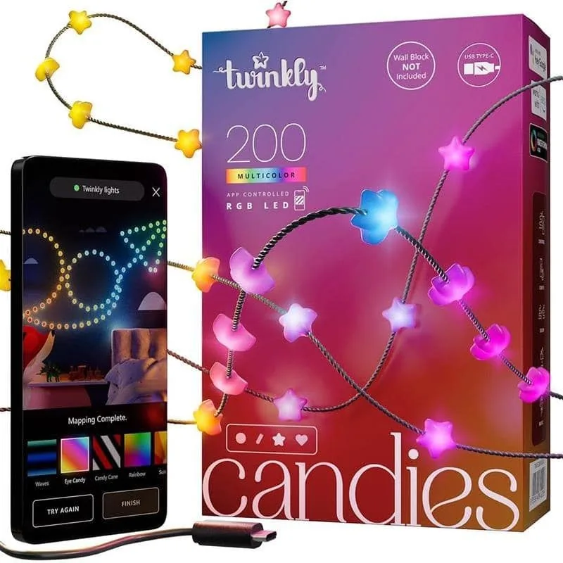 Twinkly Candies Stars TWKS200RGB-G nutivalgusti, RGB, 200 LED, 12 m, roheline