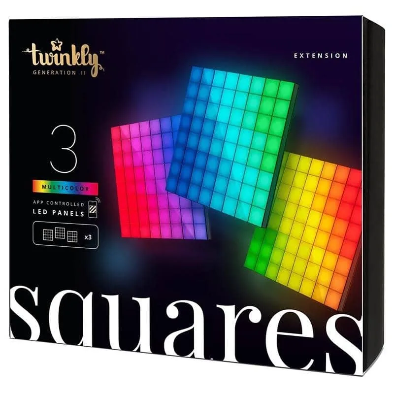 Twinkly Squares TWQ064STW-03-BAD nutikad valguspaneelid, 3 paneeli, must, IP20