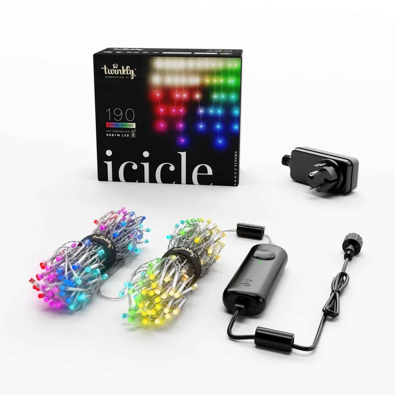 Twinkly TWI190SPP-TEU Icicle Special Edition 190 RGB+W LED jääpurikavalgustus, 8,5 m