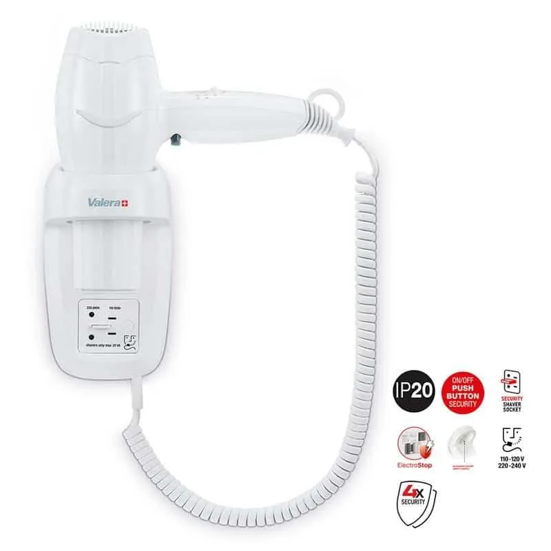 Valera 561.17/044.06WHITE Excel PROTECT 1600 Shaver seinale kinnitatav
